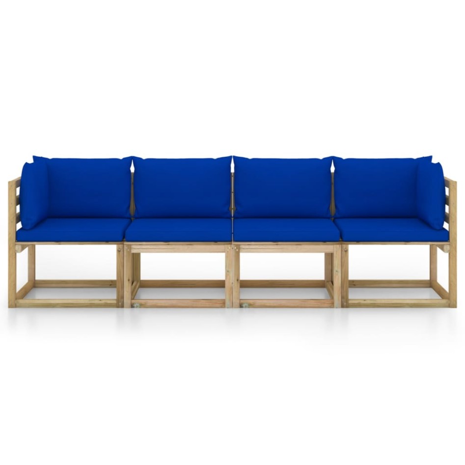 Sofá de jardín de 4 plazas con cojines