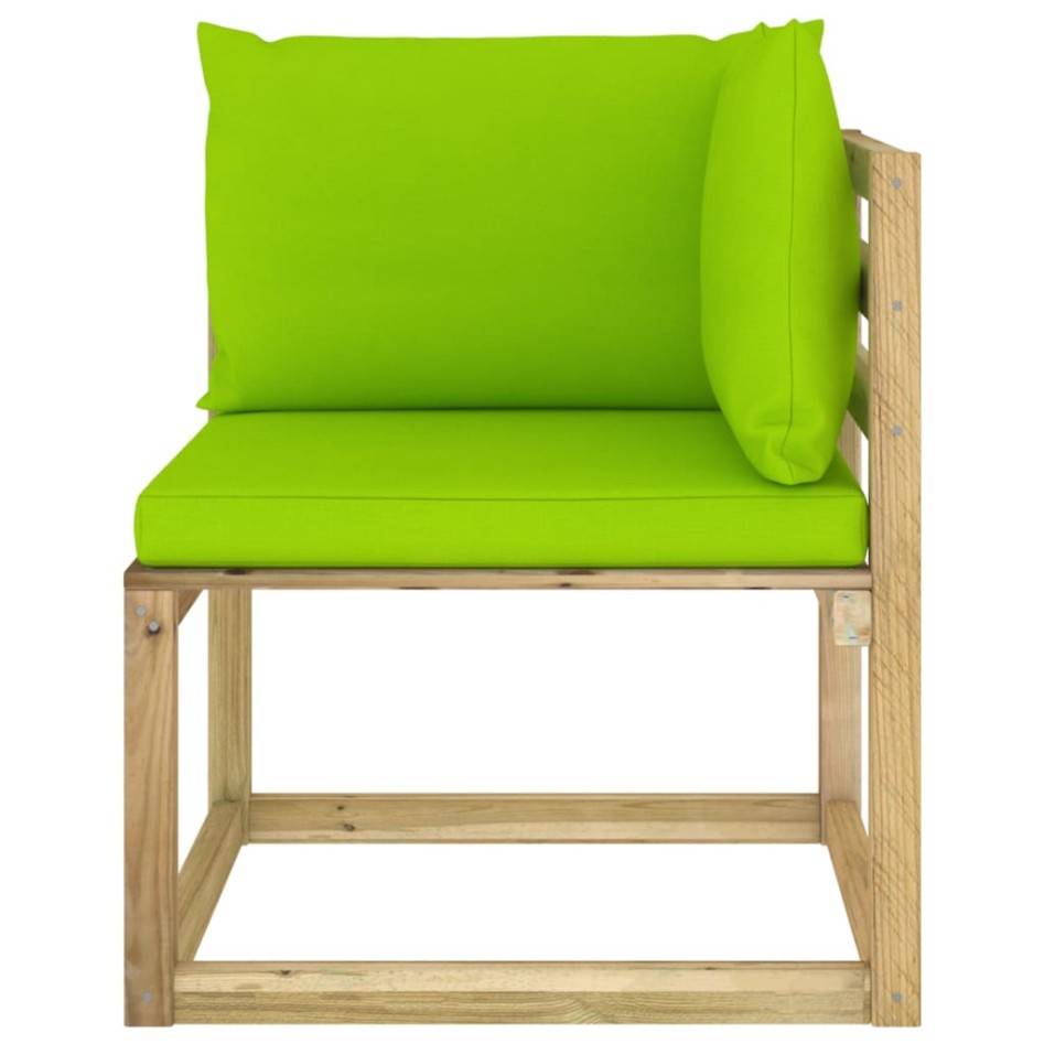 Sofá de jardín de esquina cojines 2 uds madera impregnada