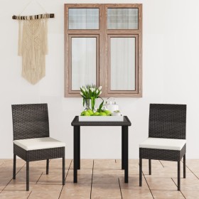 Conjunto de comedor de jardín 3 piezas ratán sintético