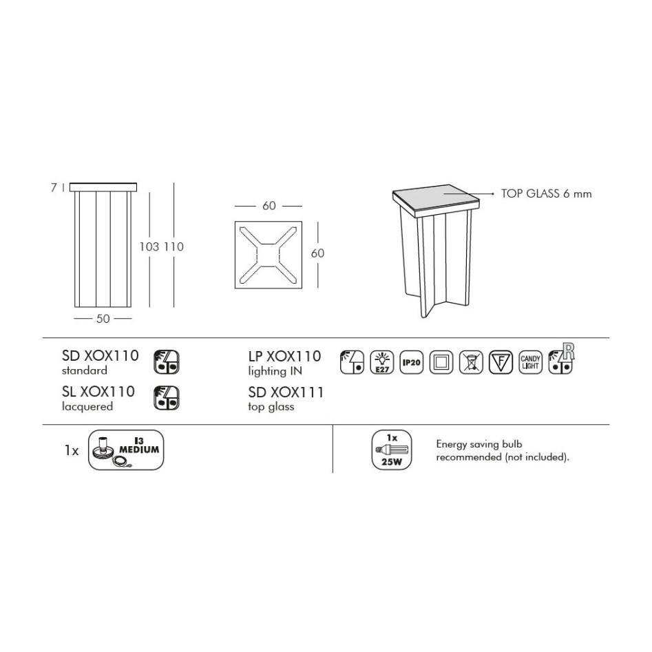 Mesa alta, modelo X2