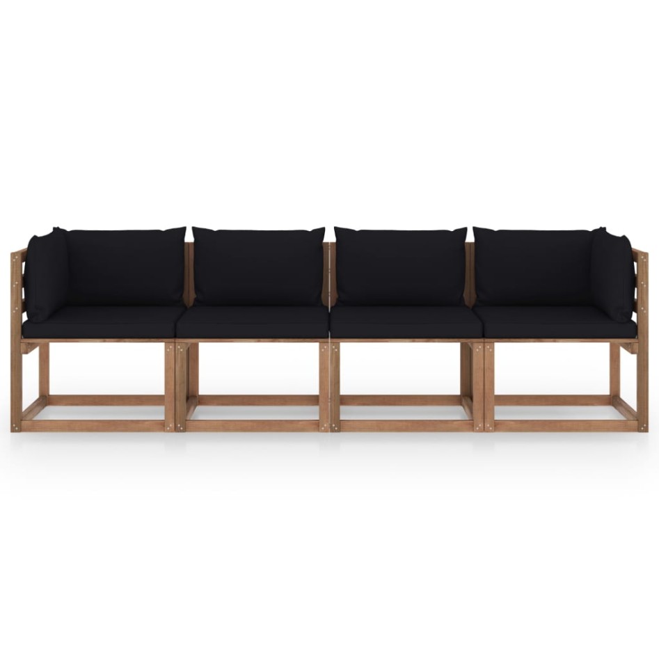 Sofá de palets 4 plazas cojines madera de pino