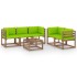 Juego de muebles de jardín 6 piezas con cojines verde