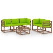Juego de muebles de jardín 6 piezas con cojines verde lima
