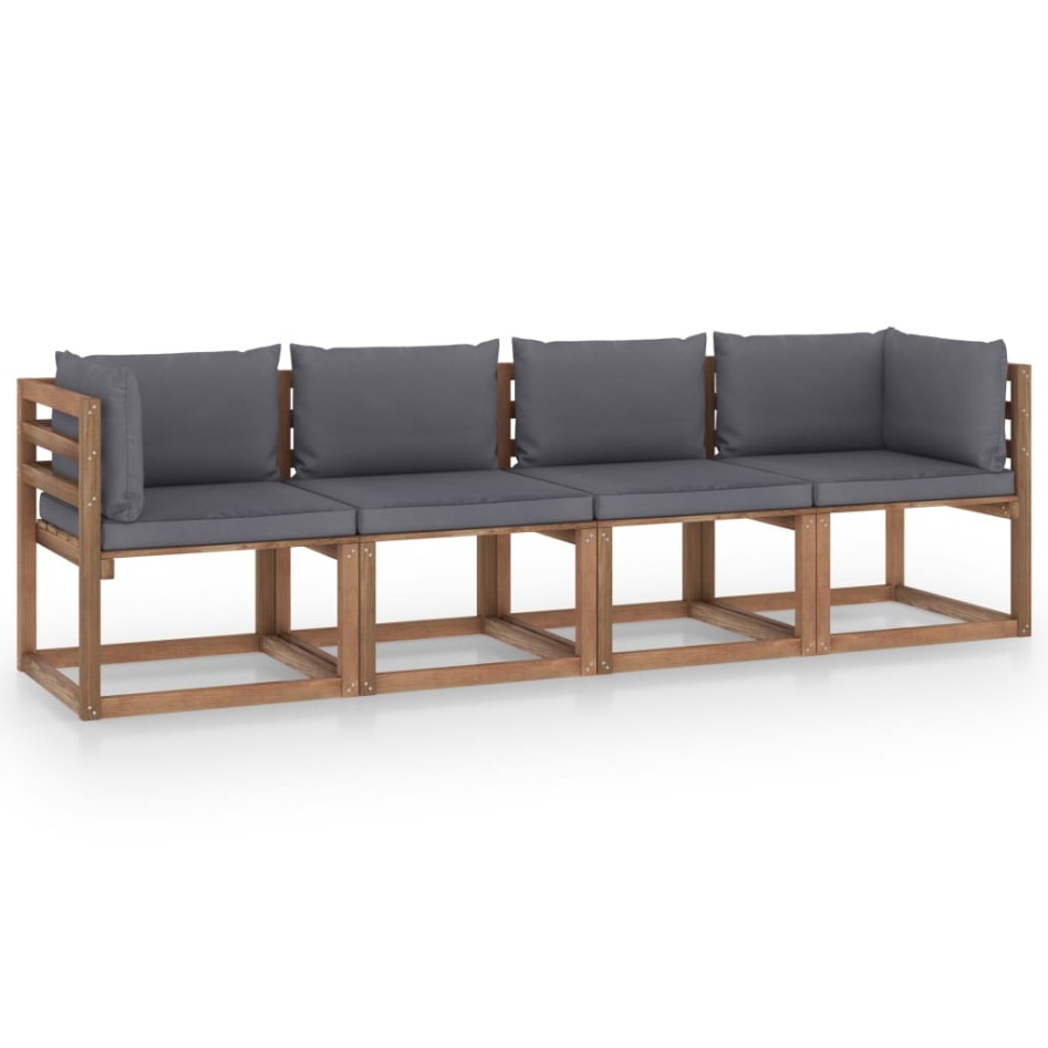 Sofá de palets 4 plazas cojines madera de pino