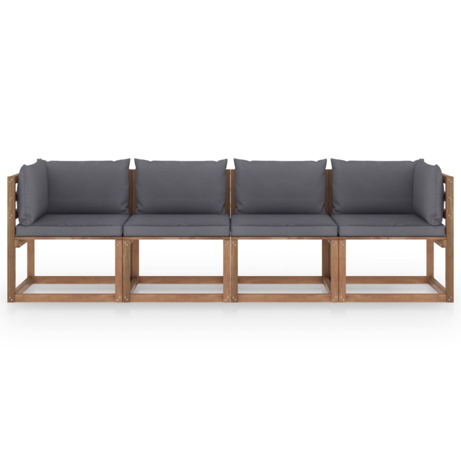 Sofá de palets 4 plazas cojines madera de pino