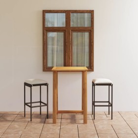 Set de bar para jardín 3 piezas y cojines ratán sintético