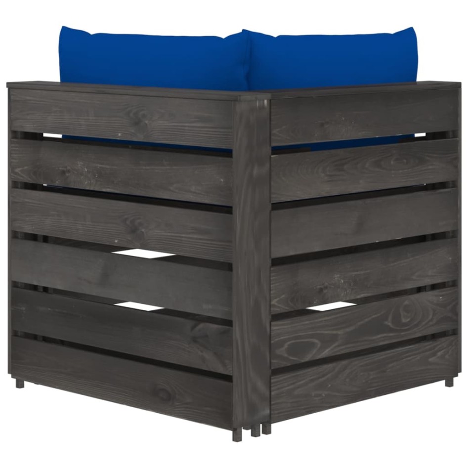 Sofá de palets 2 plazas cojines gris madera de pino