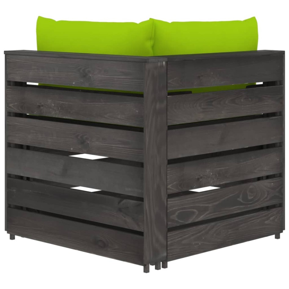 Sofá de jardín de 3 plazas con cojines madera impregnada