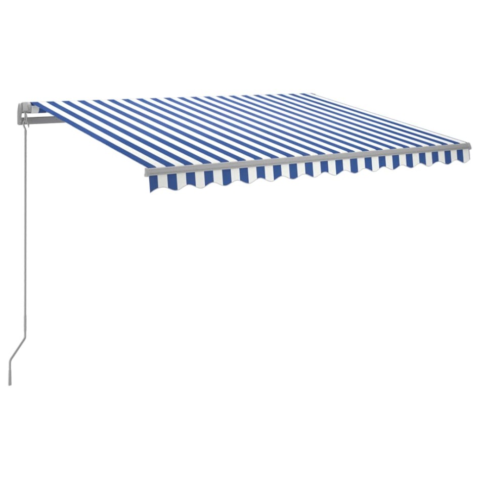 Toldo manual retráctil con LED azul y blanco 300x250