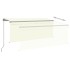 Toldo manual retráctil con persiana y LED crema