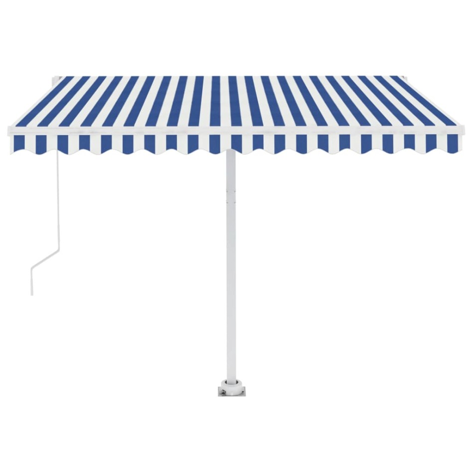 Toldo manual retráctil con luz LED azul y blanco 300x250