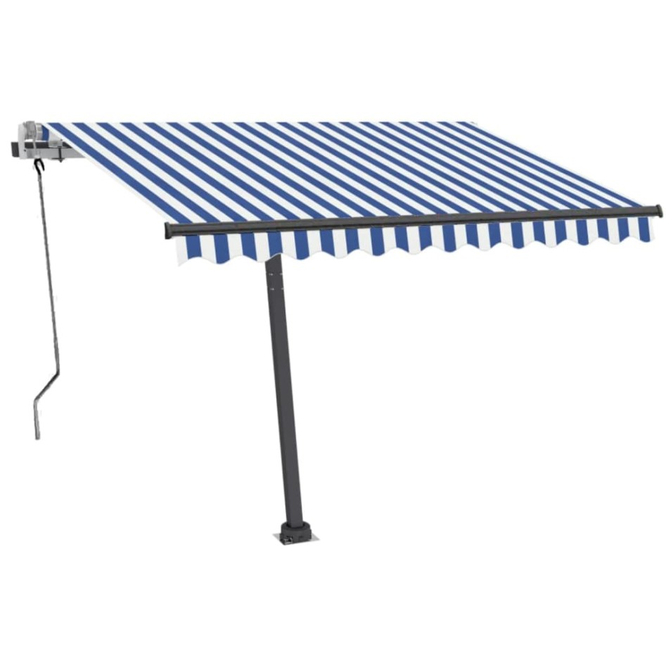 Toldo manual retráctil con LED azul y blanco 350x250