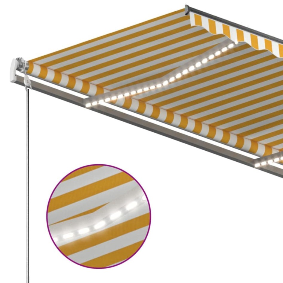 Toldo manual retráctil con LED amarillo y blanco 350x250
