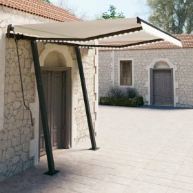 Toldo manual retráctil con LED crema 3x2,5