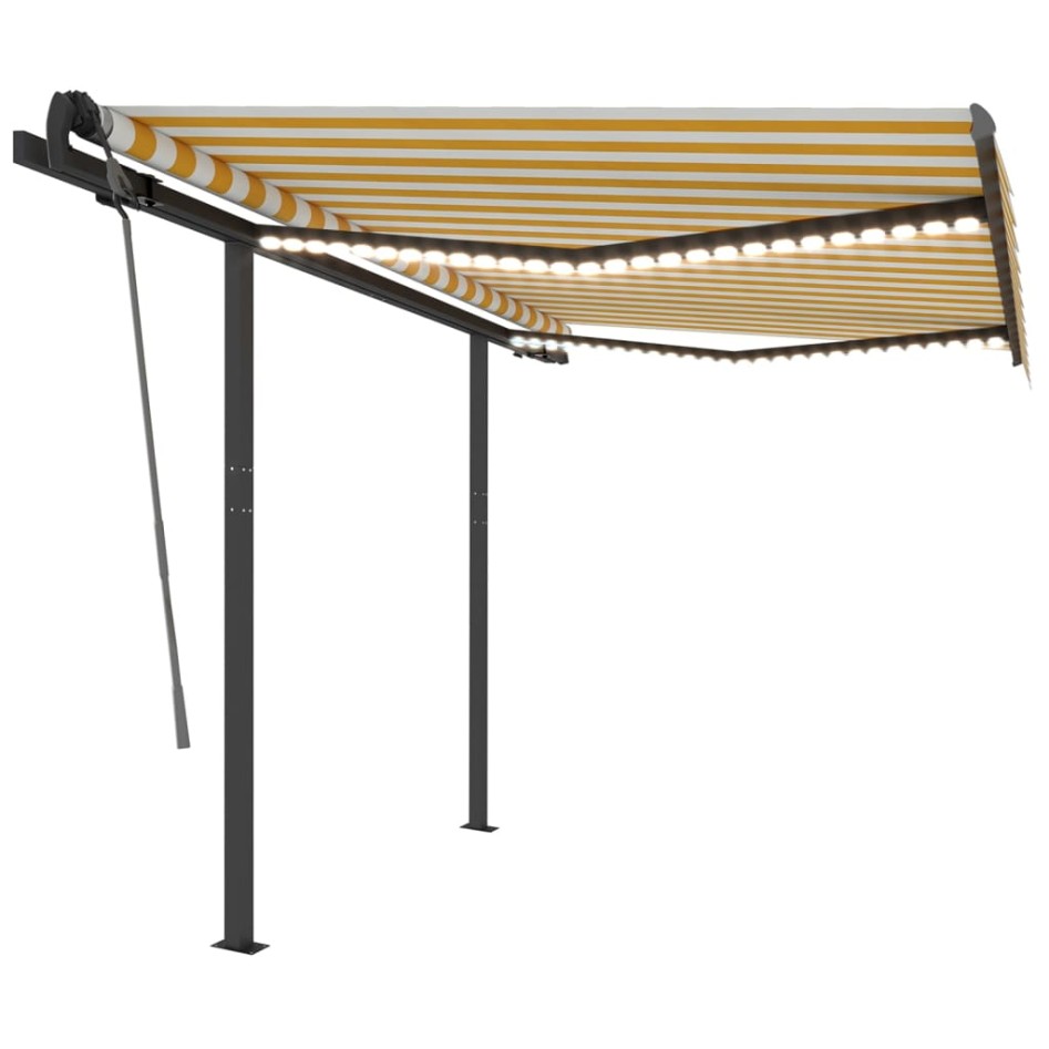 Toldo manual retráctil con LED amarillo y blanco 3,5x2,5