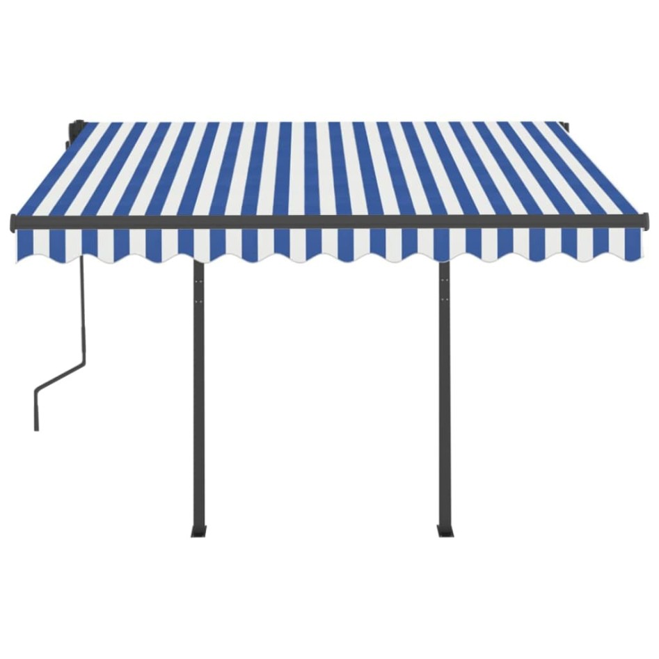 Toldo manual retráctil con LED azul y blanco 3,5x2,5