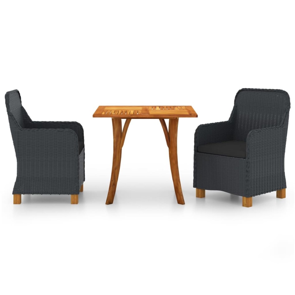 Juego de comedor para jardín 3 piezas gris