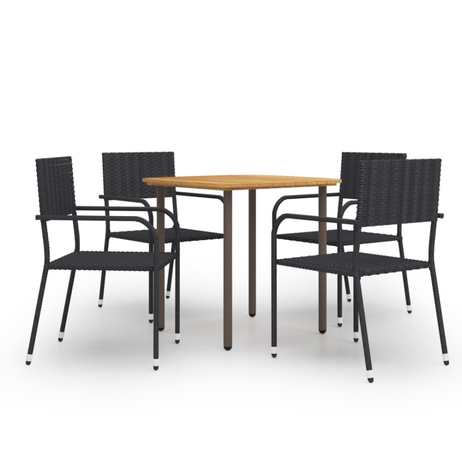 Set de muebles de comedor de jardín 5 piezas de ratán