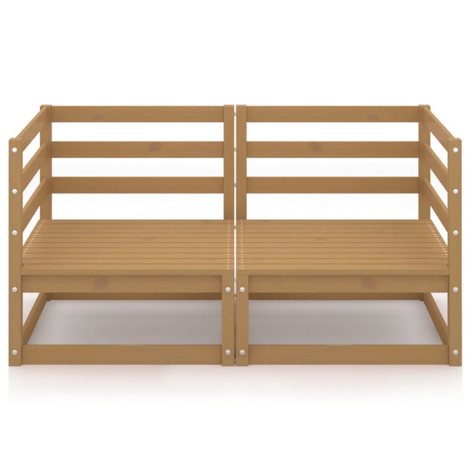 Sofá de jardín de 2 plazas marrón miel madera maciza de