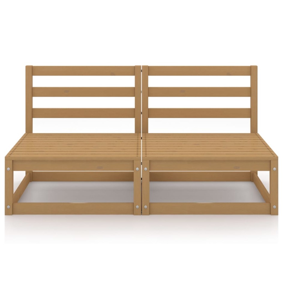 Sofá de jardín de 2 plazas marrón miel madera maciza de