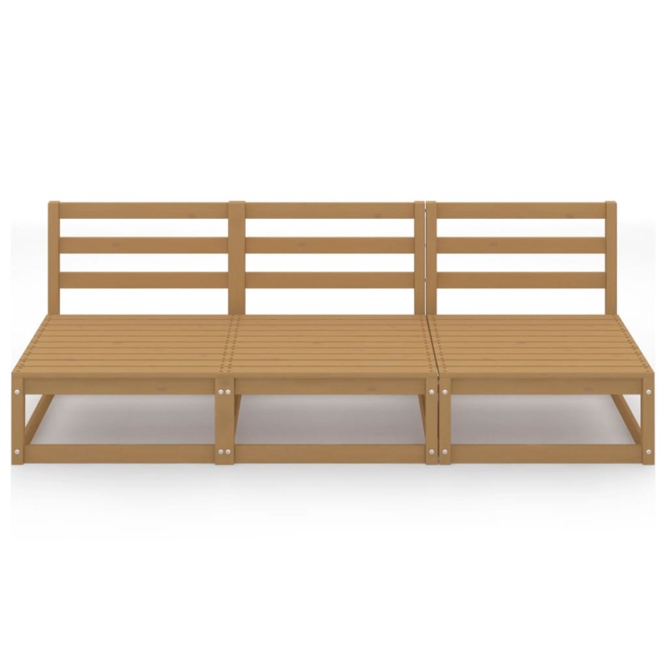 Sofá de jardín de 3 plazas marrón miel madera maciza de