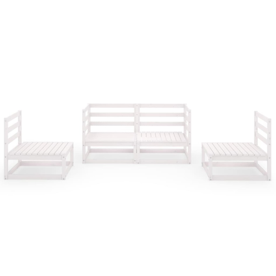 Set de salón de jardín de 4 piezas blanco madera maciza de