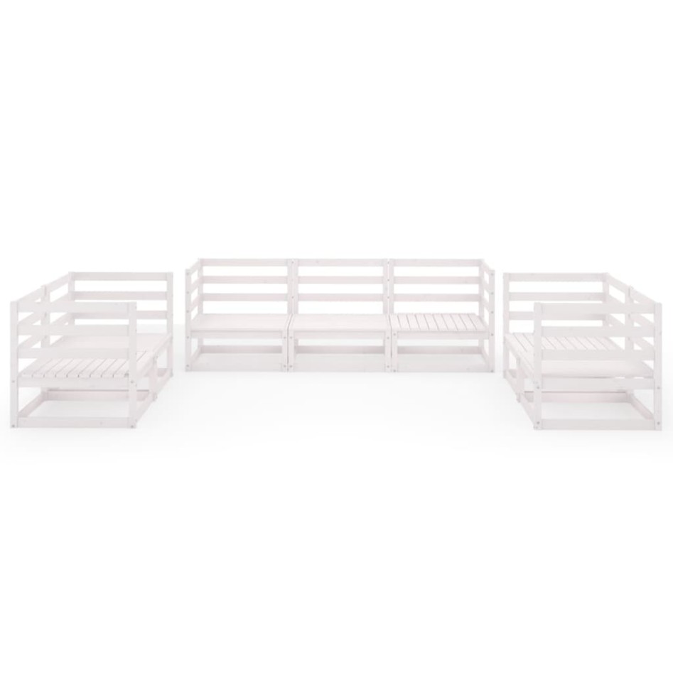 Set de salón de jardín de 7 piezas blanco madera maciza de