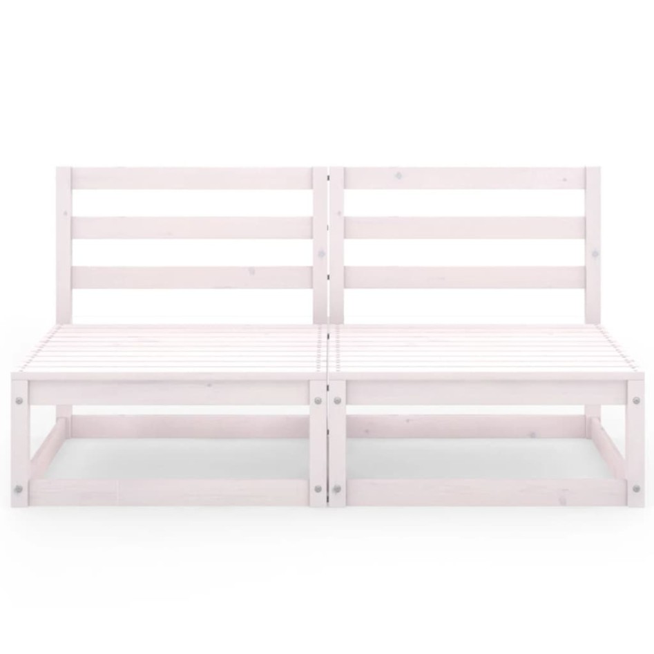 Sofá de jardín 2 plazas blanco madera maciza