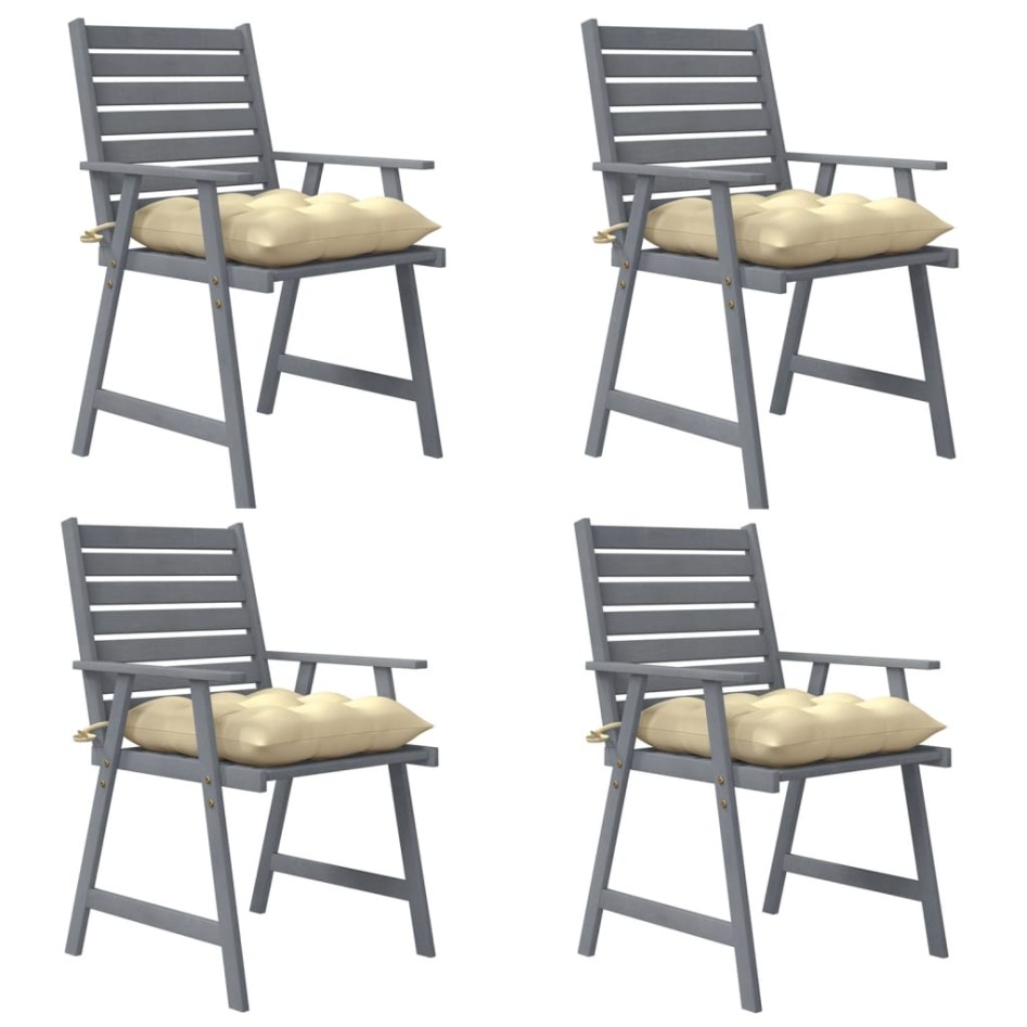 Sillas de comedor jardín con cojines 4 uds madera maciza