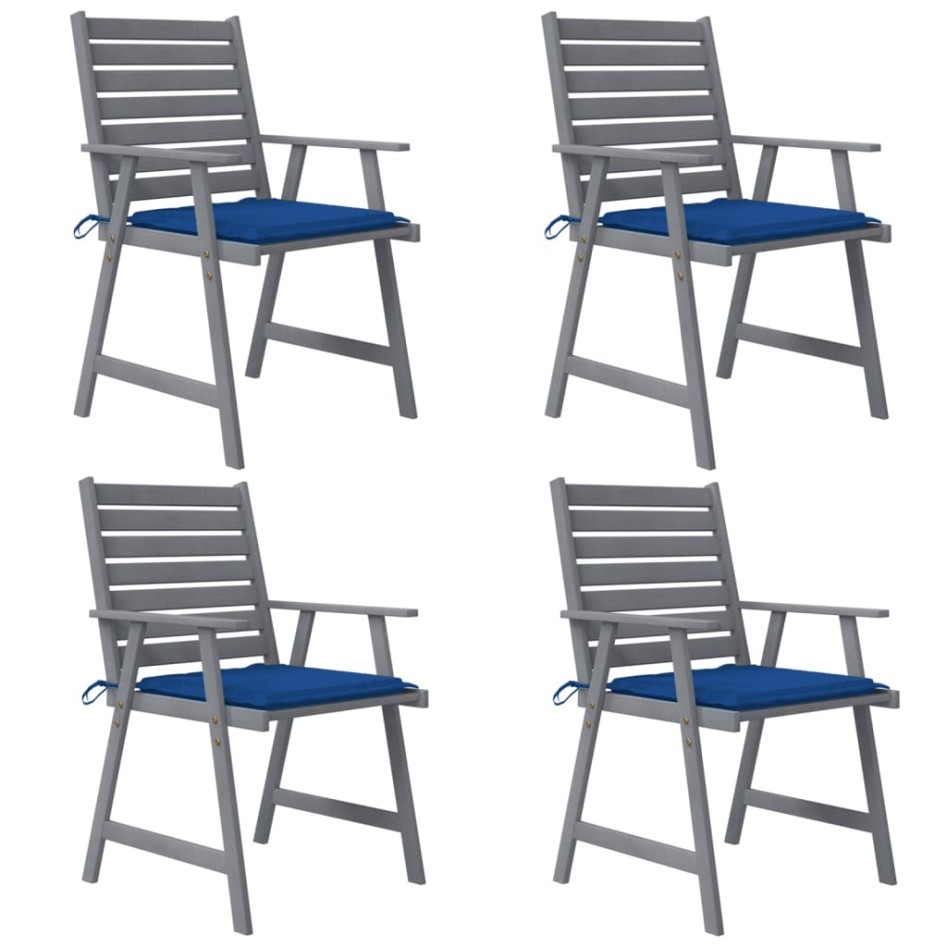 Sillas de comedor jardín con cojines 4 uds madera maciza