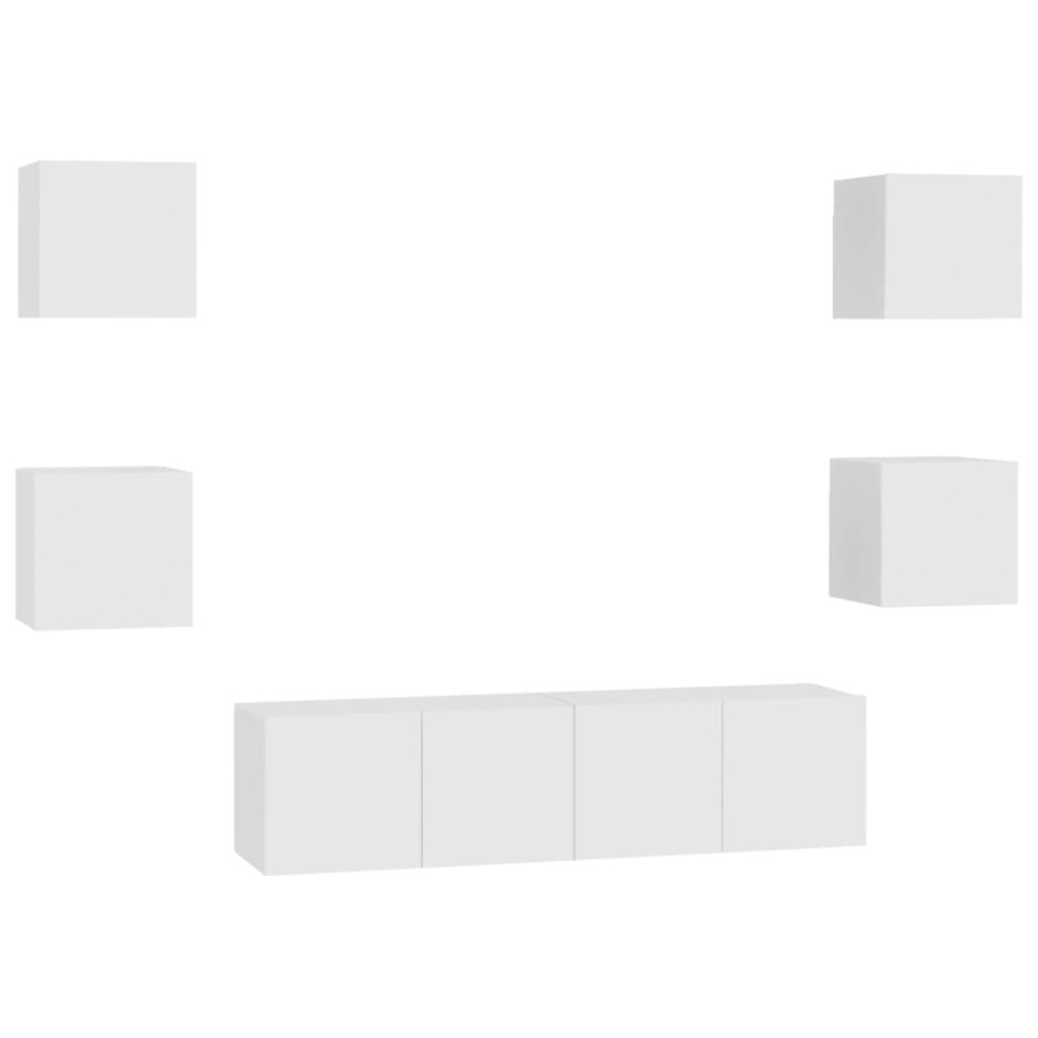 Set de muebles de salón TV 6 piezas madera de ingeniería