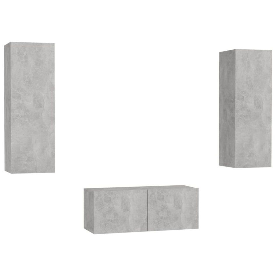 Set de muebles de salón 3 pzas madera ingeniería gris