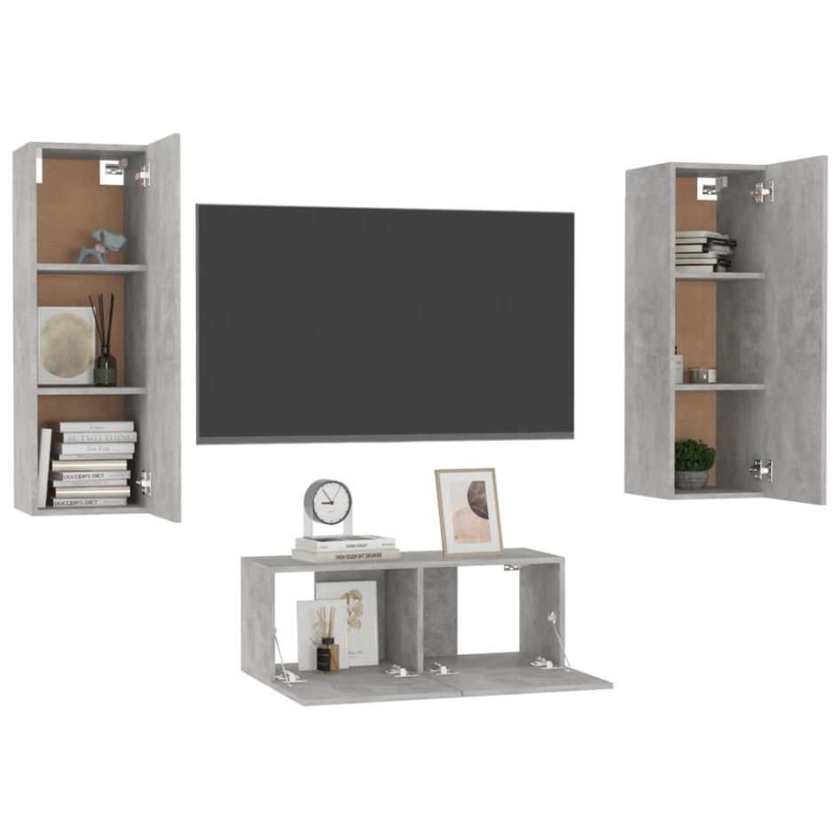 Set de muebles de salón 3 pzas madera ingeniería gris