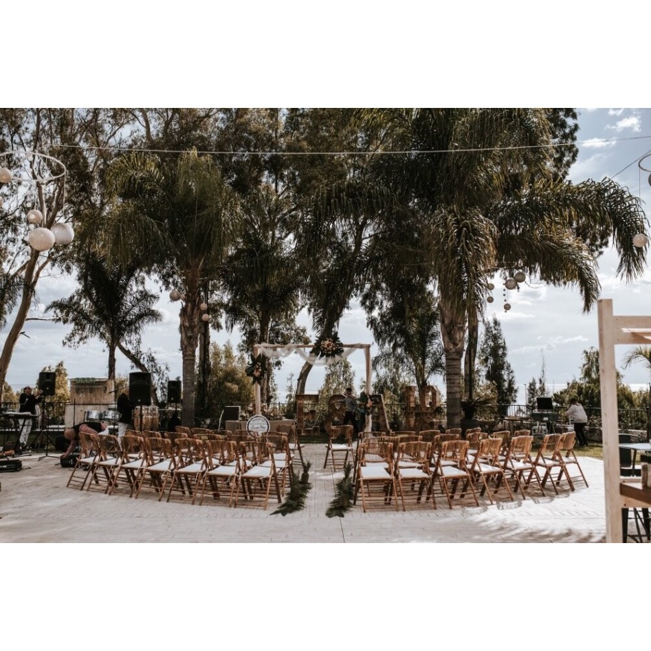 Silla plegable de bambú, modelo Marfil