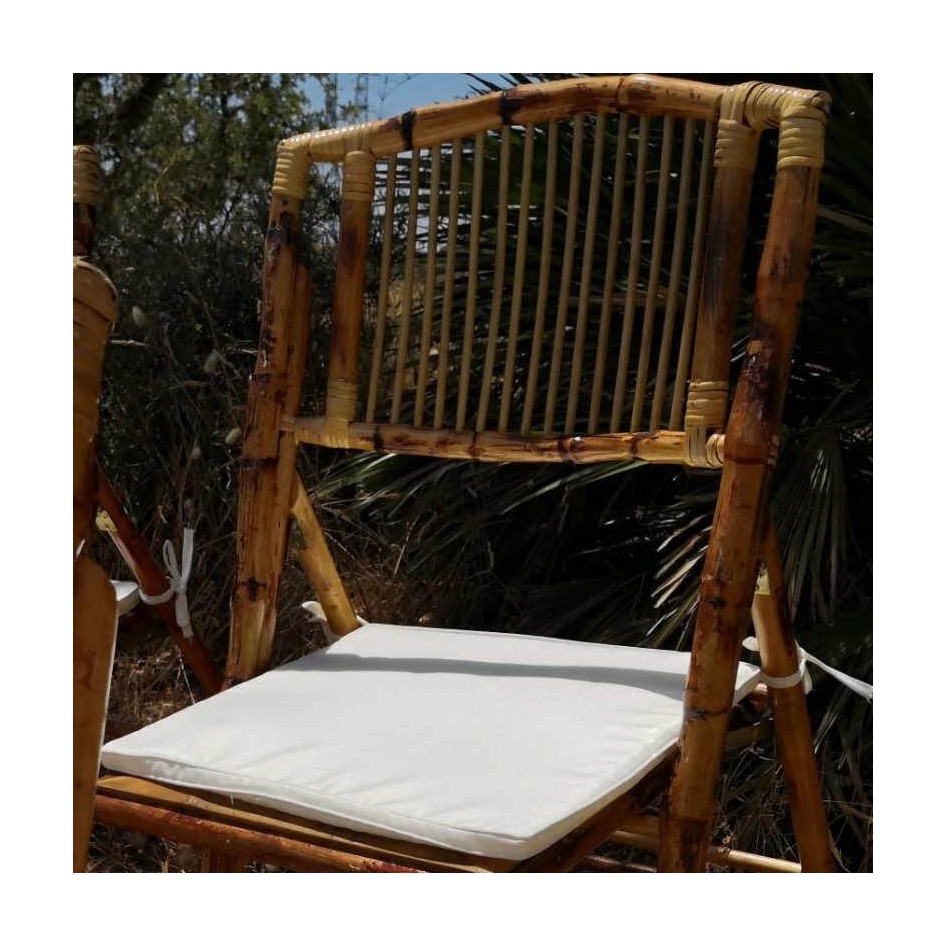 Silla plegable de bambú, modelo Marfil