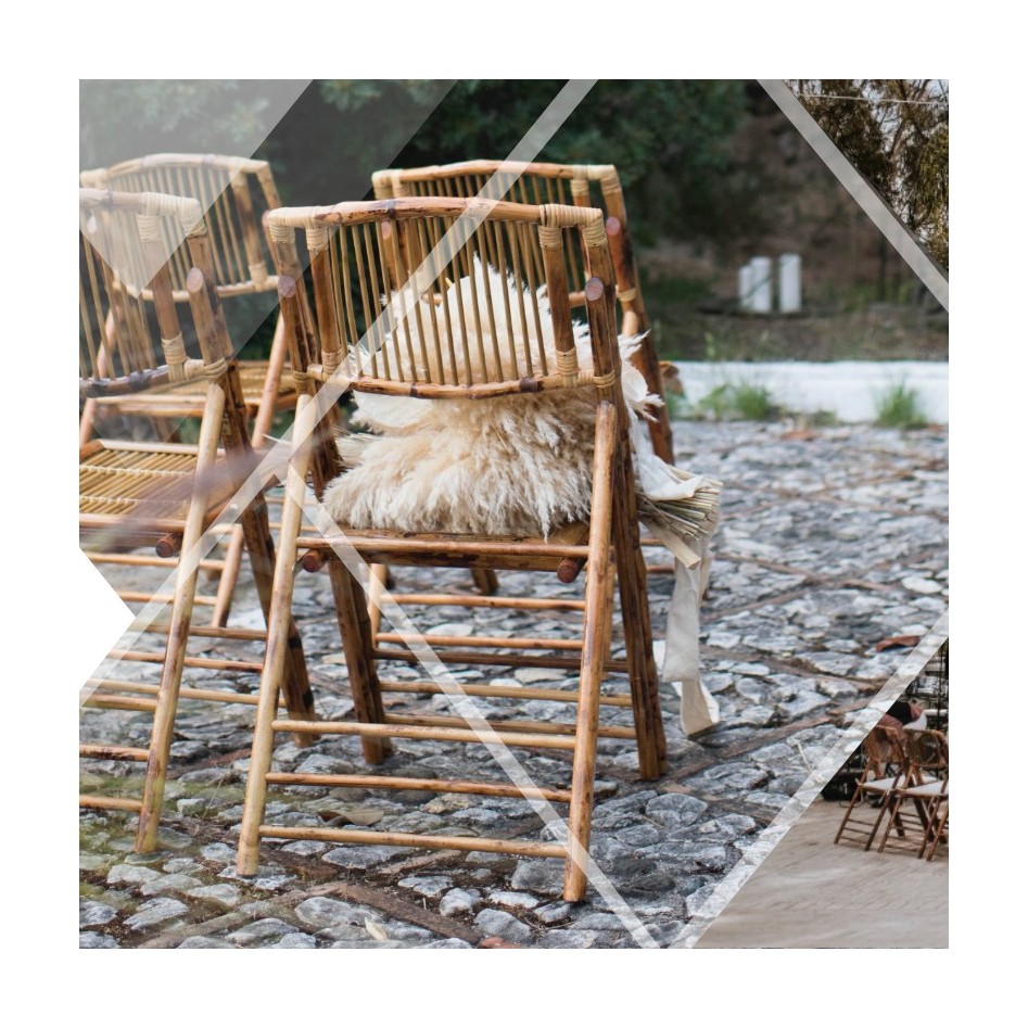 Silla plegable de bambú, modelo Marfil