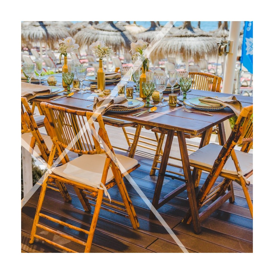 Silla plegable de bambú, modelo Marfil