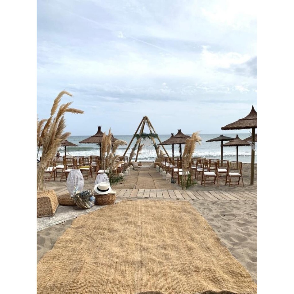 Silla plegable de bambú, modelo Marfil