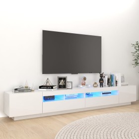 Mueble para TV con luces LED blanco brillante 260x35x40