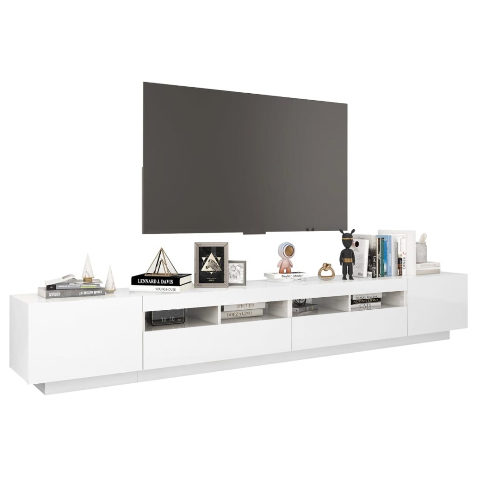 Mueble para TV con luces LED blanco brillante 260x35x40