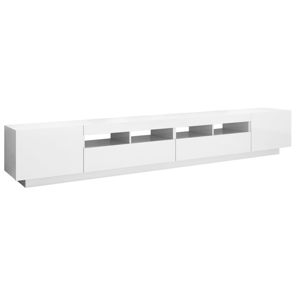 Mueble para TV con luces LED blanco brillante 260x35x40