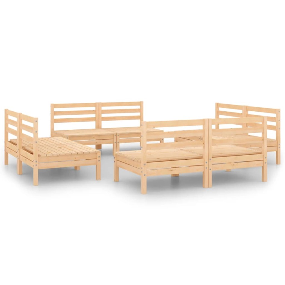 Juego de muebles de jardín 8 pzas madera de pino
