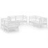 Set de salón de jardín de 6 piezas blanco madera maciza de