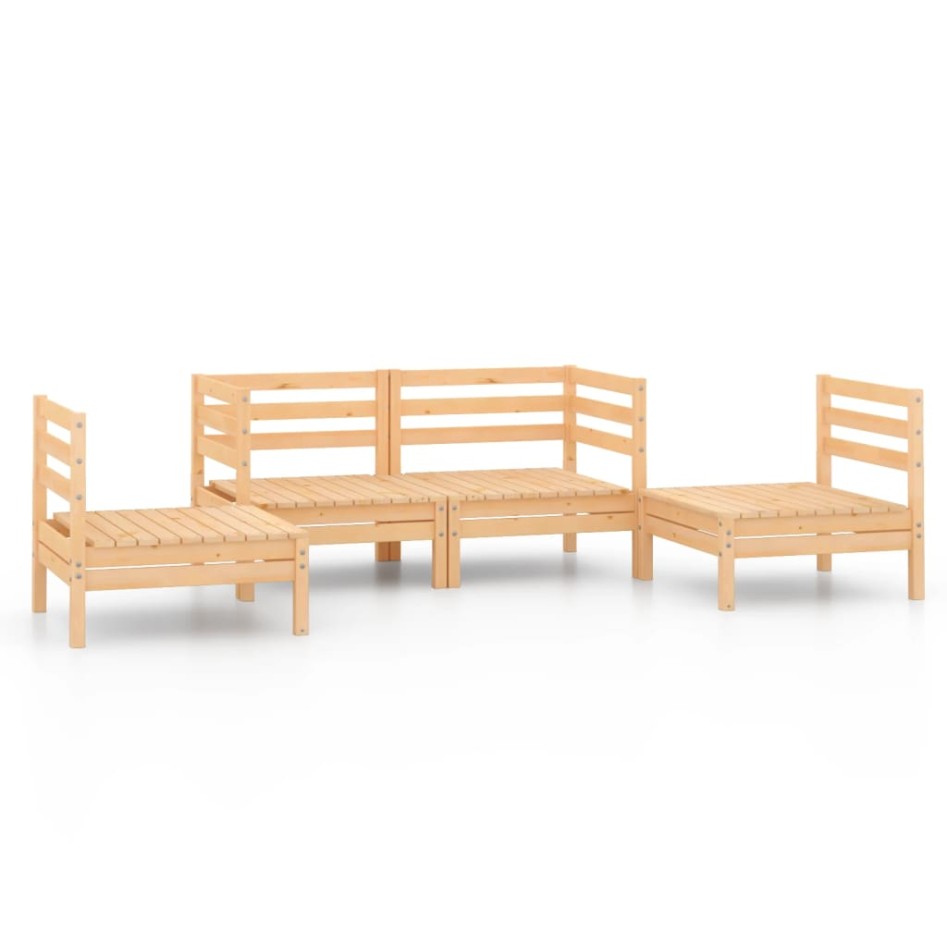 Juego de muebles de jardín 4 piezas madera maciza de