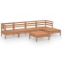 Juego muebles de jardín 6 pzas madera maciza pino marrón