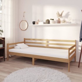 Sofá cama y colchón madera pino maciza marrón miel 90x200