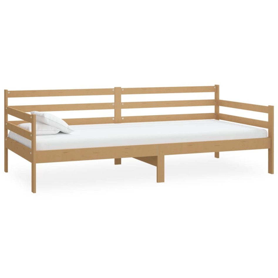 Sofá cama y colchón madera pino maciza marrón miel 90x200