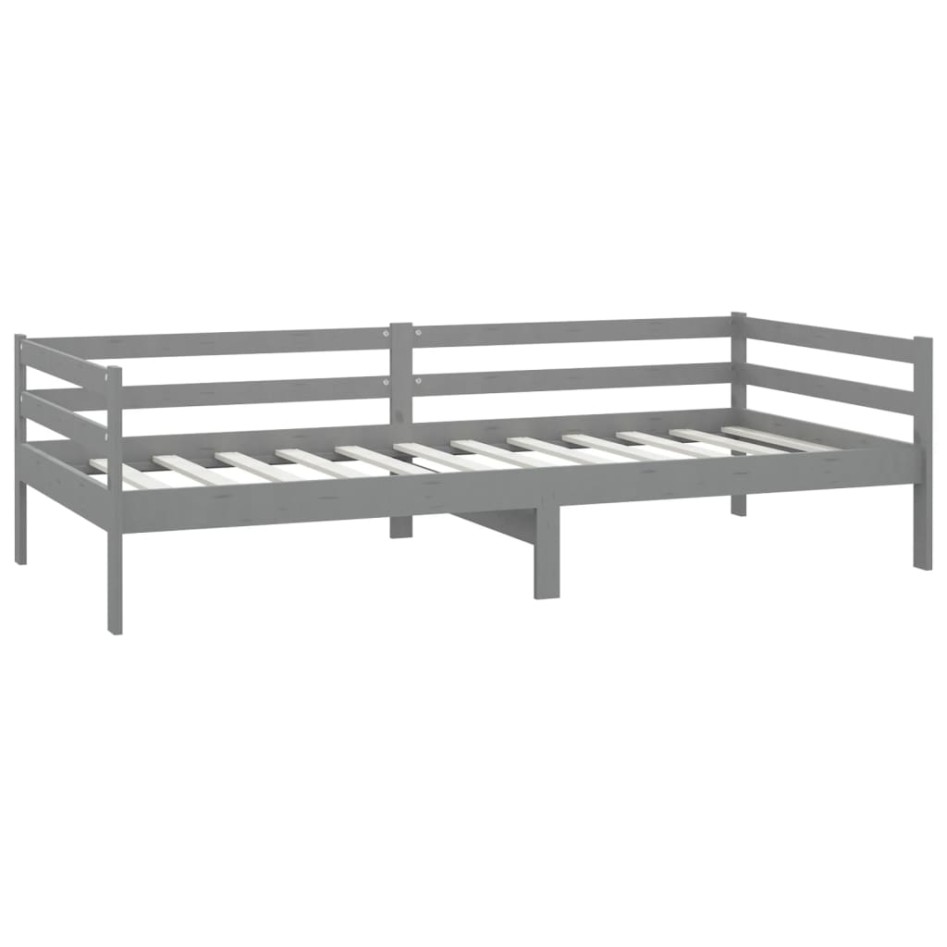 Sofá cama con colchón madera de pino maciza gris 90x200