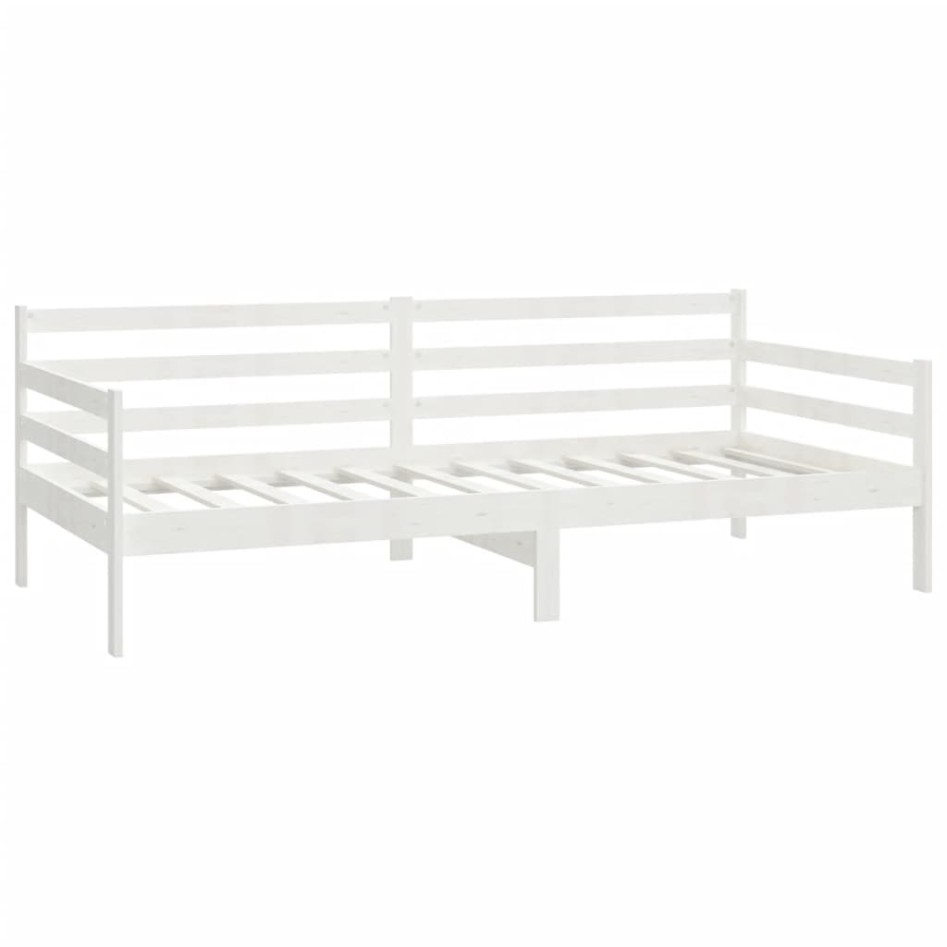 Sofá cama con colchón madera de pino maciza blanco 90x200