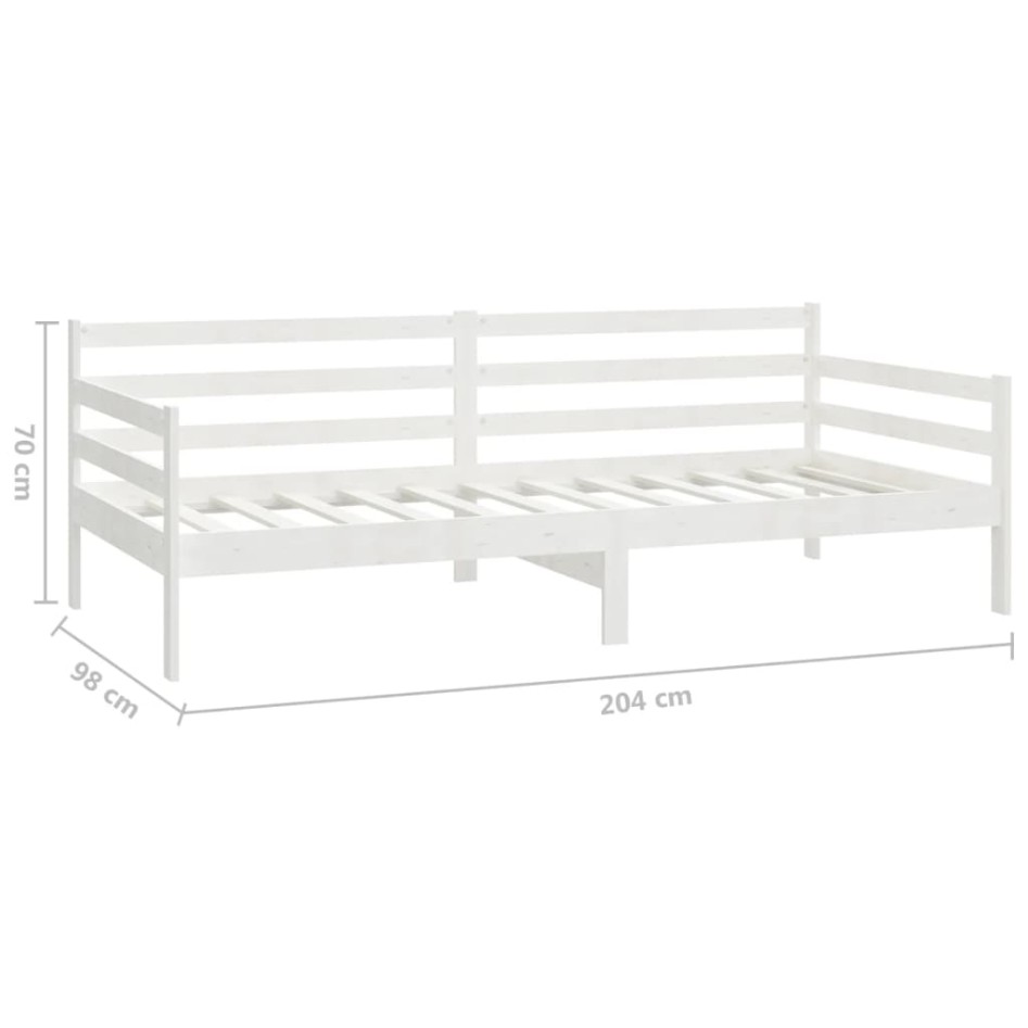 Sofá cama con colchón madera de pino maciza blanco 90x200